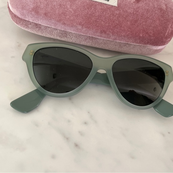 Miu Miu Accessories - Miu Miu Green Cateye Sunglasses Glasses Frames Eyeglasses Italy Pink Velvet Case